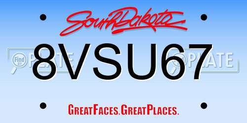 8VSU67 South Dakota License Plate