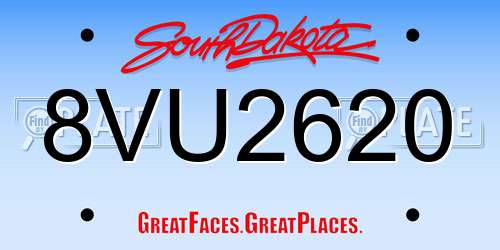 8VU2620 South Dakota License Plate