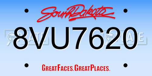 8VU7620 South Dakota License Plate