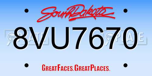 8VU7670 South Dakota License Plate