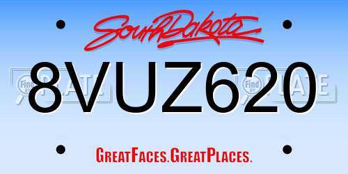 8VUZ620 South Dakota License Plate