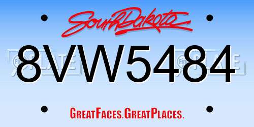 8VW5484 South Dakota License Plate