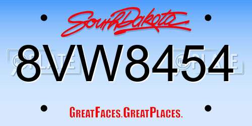 8VW8454 South Dakota License Plate