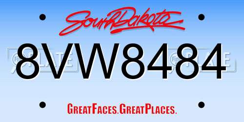 8VW8484 South Dakota License Plate