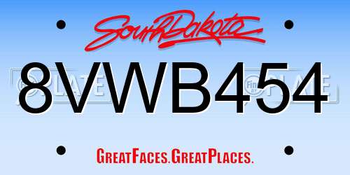 8VWB454 South Dakota License Plate