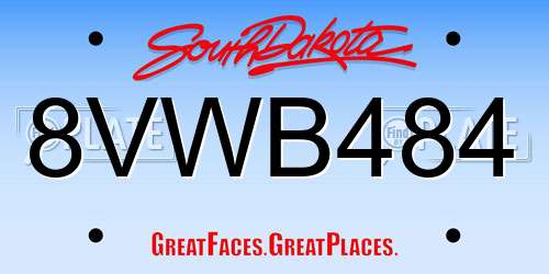 8VWB484 South Dakota License Plate