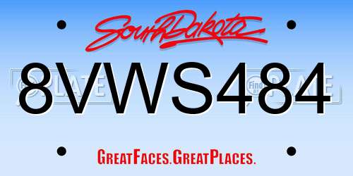 8VWS484 South Dakota License Plate
