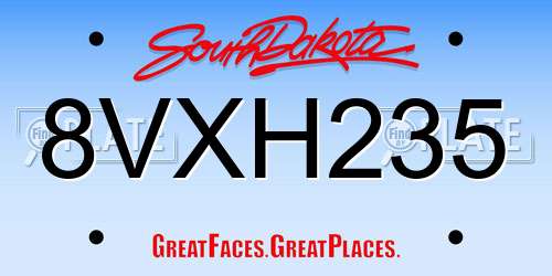 8VXH235 South Dakota License Plate