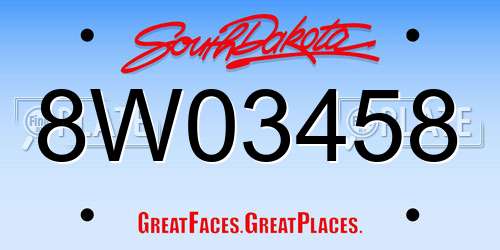 8W03458 South Dakota License Plate