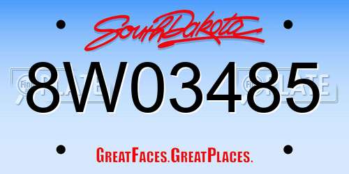 8W03485 South Dakota License Plate