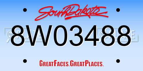 8W03488 South Dakota License Plate
