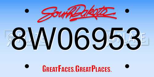 8W06953 South Dakota License Plate