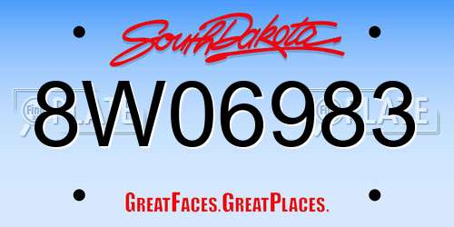 8W06983 South Dakota License Plate