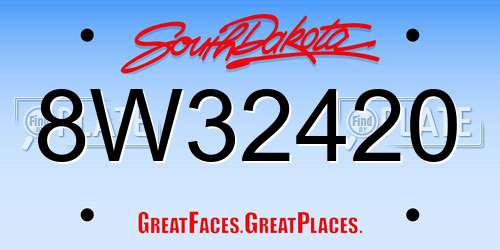 8W32420 South Dakota License Plate