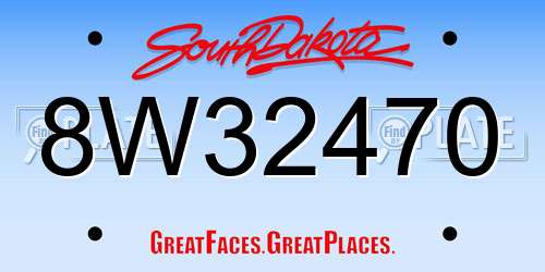 8W32470 South Dakota License Plate