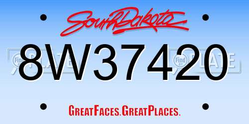 8W37420 South Dakota License Plate