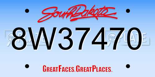 8W37470 South Dakota License Plate