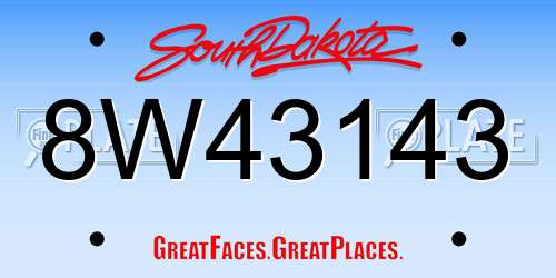 8W43143 South Dakota License Plate