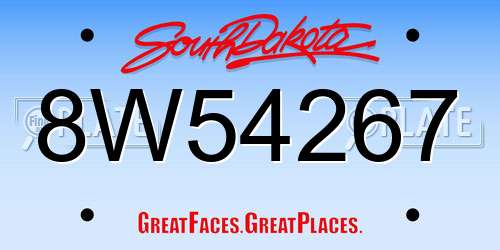 8W54267 South Dakota License Plate
