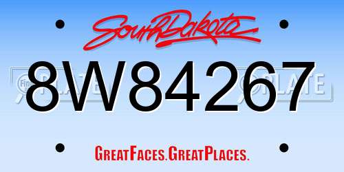 8W84267 South Dakota License Plate