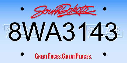8WA3143 South Dakota License Plate