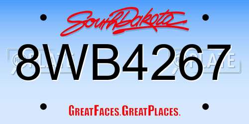 8WB4267 South Dakota License Plate
