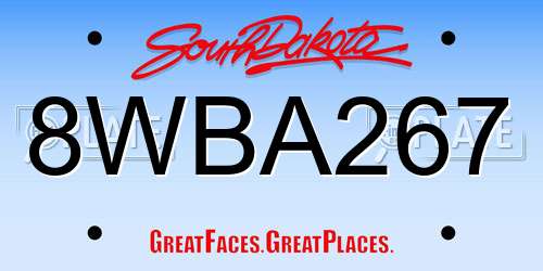8WBA267 South Dakota License Plate