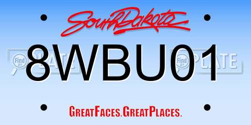 8WBU01 South Dakota License Plate