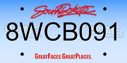 8WCB091 South Dakota License Plate