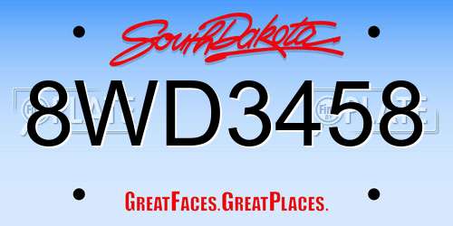 8WD3458 South Dakota License Plate