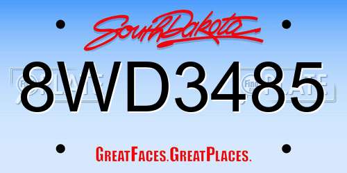 8WD3485 South Dakota License Plate