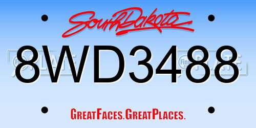 8WD3488 South Dakota License Plate
