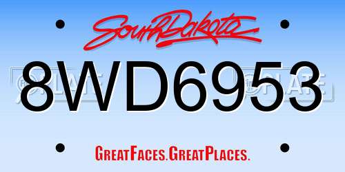 8WD6953 South Dakota License Plate