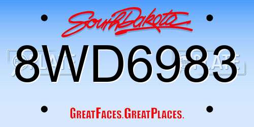 8WD6983 South Dakota License Plate
