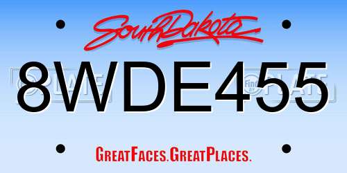 8WDE455 South Dakota License Plate