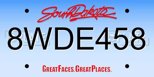 8WDE458 South Dakota License Plate
