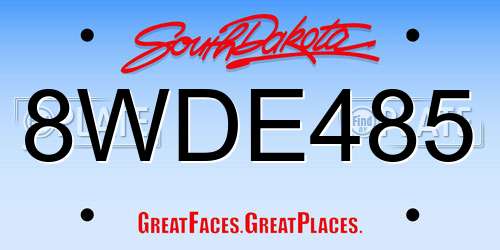 8WDE485 South Dakota License Plate