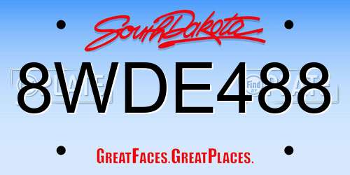 8WDE488 South Dakota License Plate