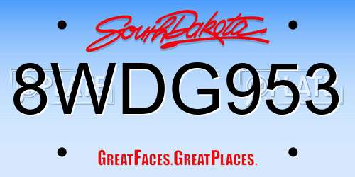 8WDG953 South Dakota License Plate