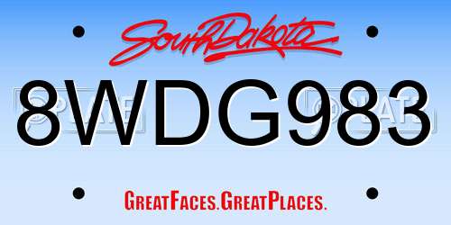8WDG983 South Dakota License Plate