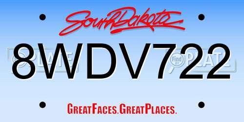 8WDV722 South Dakota License Plate