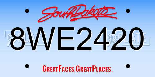 8WE2420 South Dakota License Plate