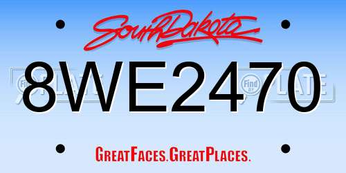 8WE2470 South Dakota License Plate