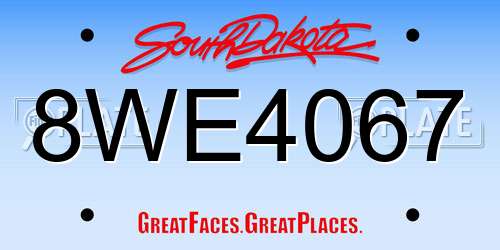 8WE4067 South Dakota License Plate