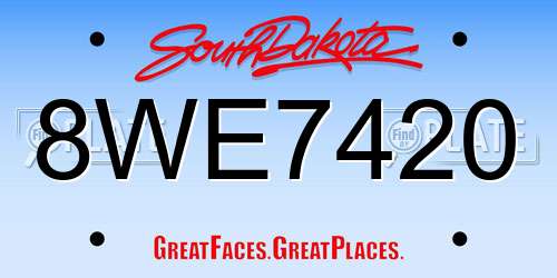 8WE7420 South Dakota License Plate