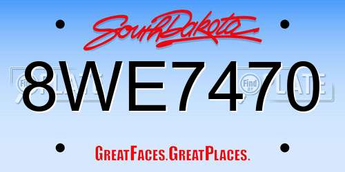 8WE7470 South Dakota License Plate