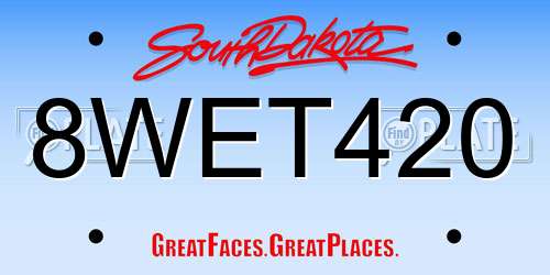 8WET420 South Dakota License Plate