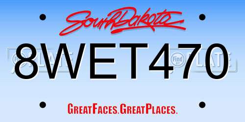 8WET470 South Dakota License Plate