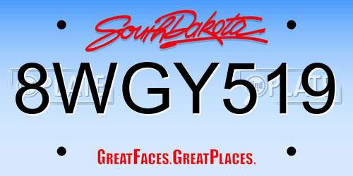 8WGY519 South Dakota License Plate