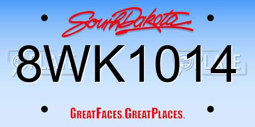 8WK1014 South Dakota License Plate